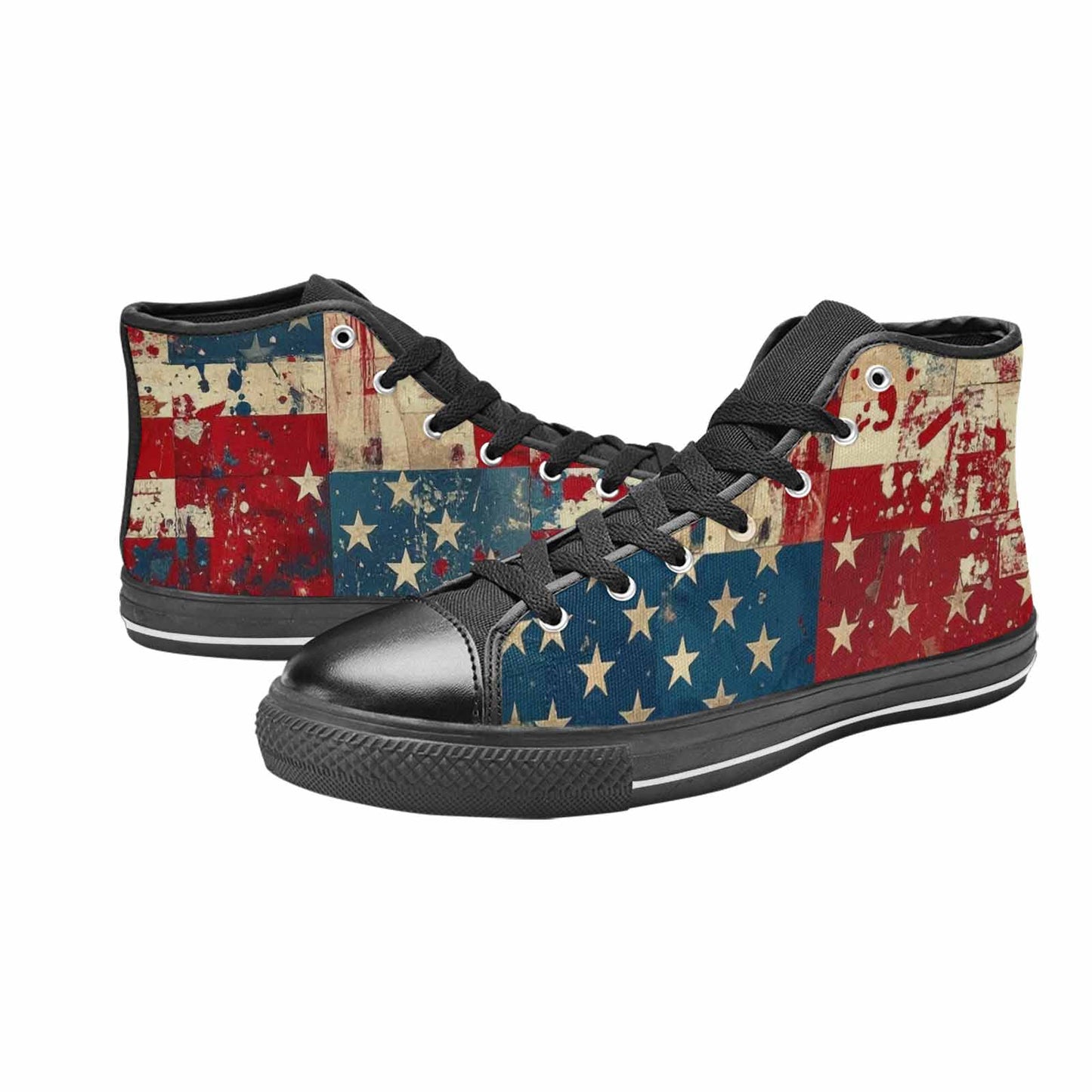 MEN'S American Flag Stars High Top Canvas Neon Fantasy Custom Sneakers
