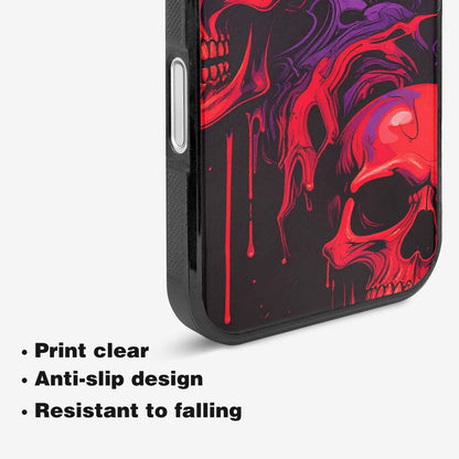 iPhone 16 Case — Red Purple Skeletons Neon Drip Melting, Personalized Phone Case