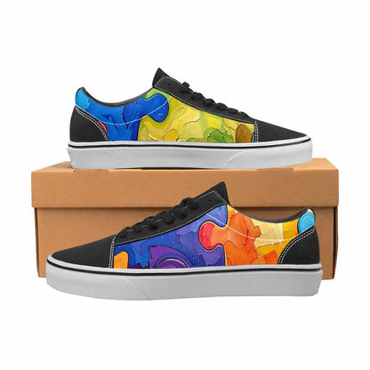 WOMEN'S Autism Puzzle Pieces Lace-Up Canvas Cottagecore Sneakers