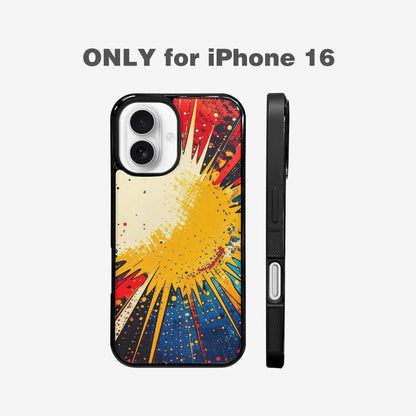 iPhone 16 Case — Comic Halftone Comic Bursts Pattern Hundreds, Custom Printed Phone Case