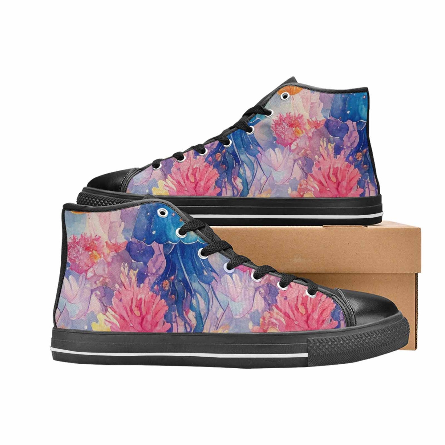 MEN'S Fish Scale Coral High Top Canvas Aesthetic Custom Shoes