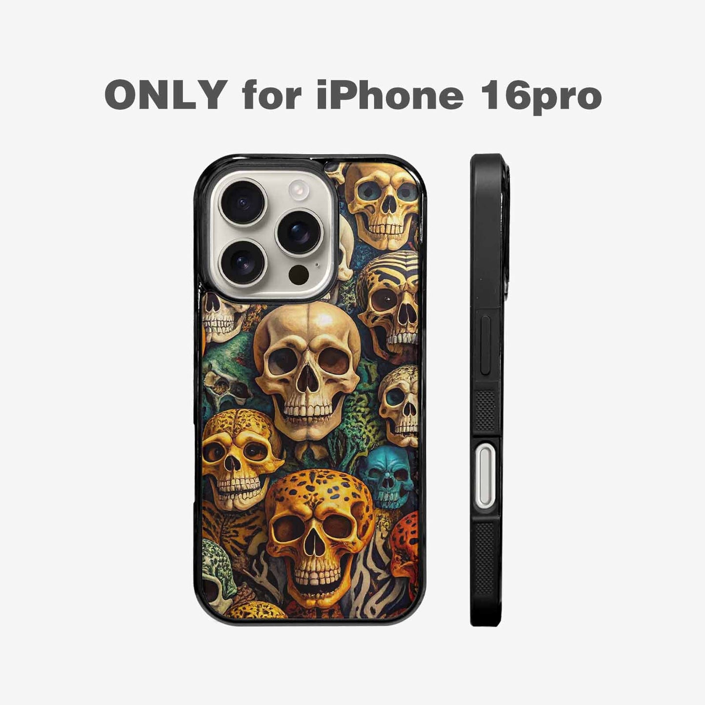 iPhone 16 Pro Case — Skulls Animal Printskulls Patt Ekj, Custom Print Case Cover