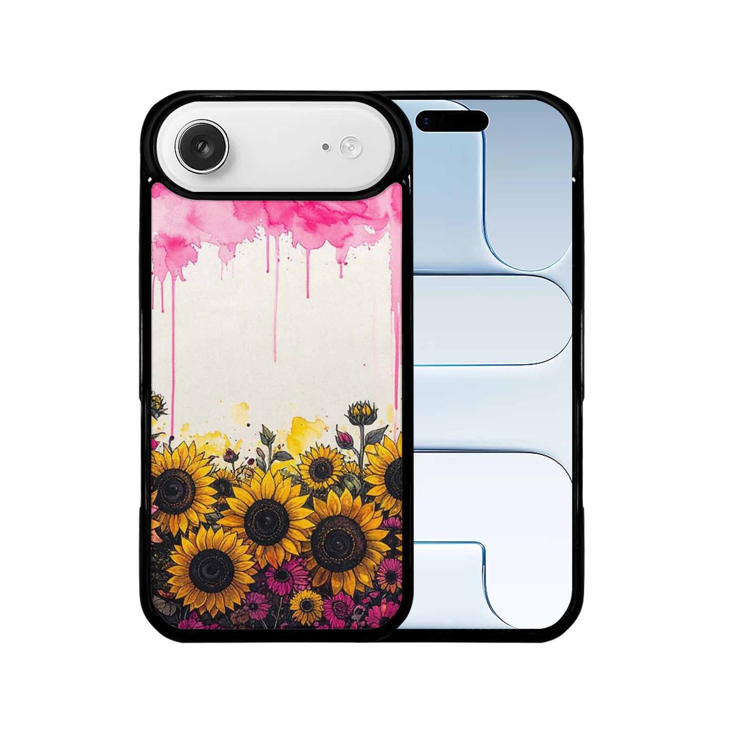 iPhone 17 Air Case — Sunflower Burst Black Pink Ink Floral, Custom Made Phone Cover