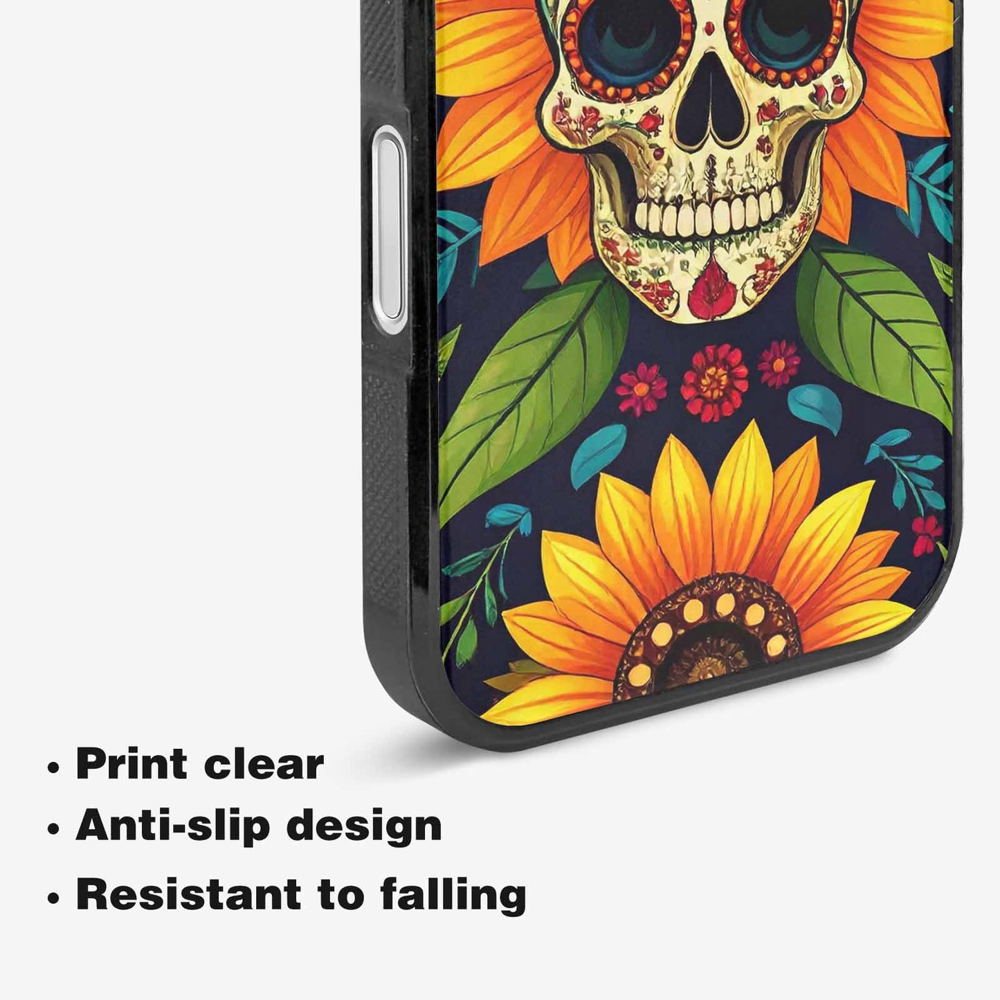 iPhone 16 Plus Case — Sunflowers And Skulls, Custom Designed Case Cover