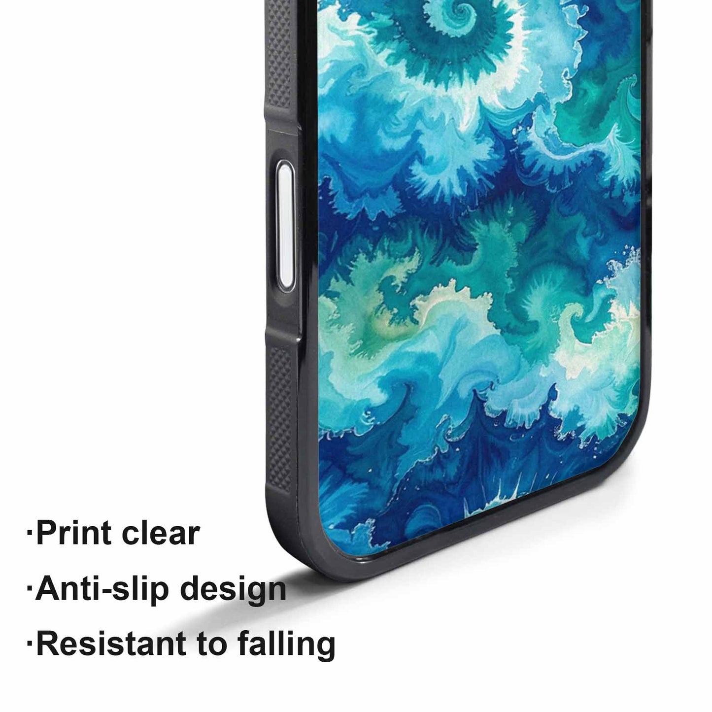 iPhone 17 Pro Case — Tie Dye Ocean Blues Blended Tie, Custom Made Phone Cover