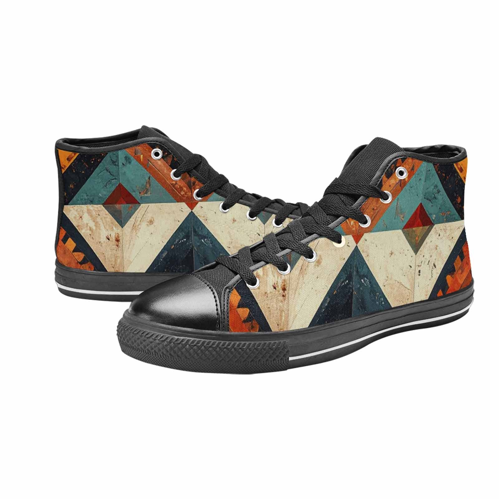 MEN'S Southwestern Geometric Diamond High Top Canvas Vibrant Chaos Sneakers