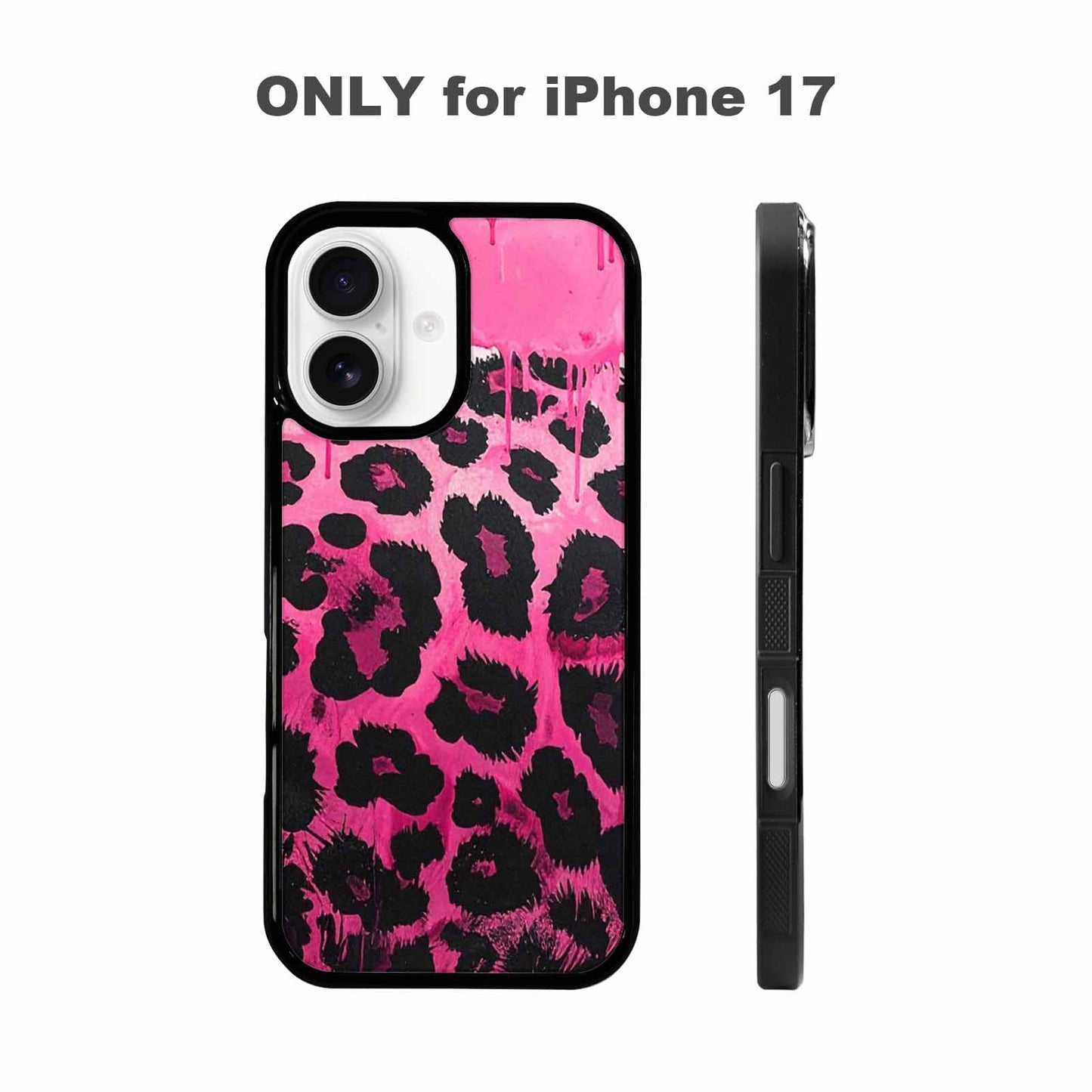 iPhone 17 Case — Black &amp; Pink Ink Animal Print, Custom Phone Case