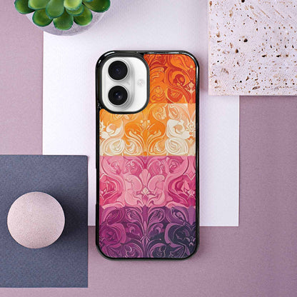 iPhone 16 Case — Lesbian Flag Color Theme Small Rainbow, Custom Designed Case Cover