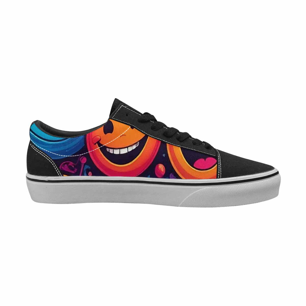 WOMEN'S Yellow Smiley Face Canvas Lace-Up Dreamcore Custom Sneakers