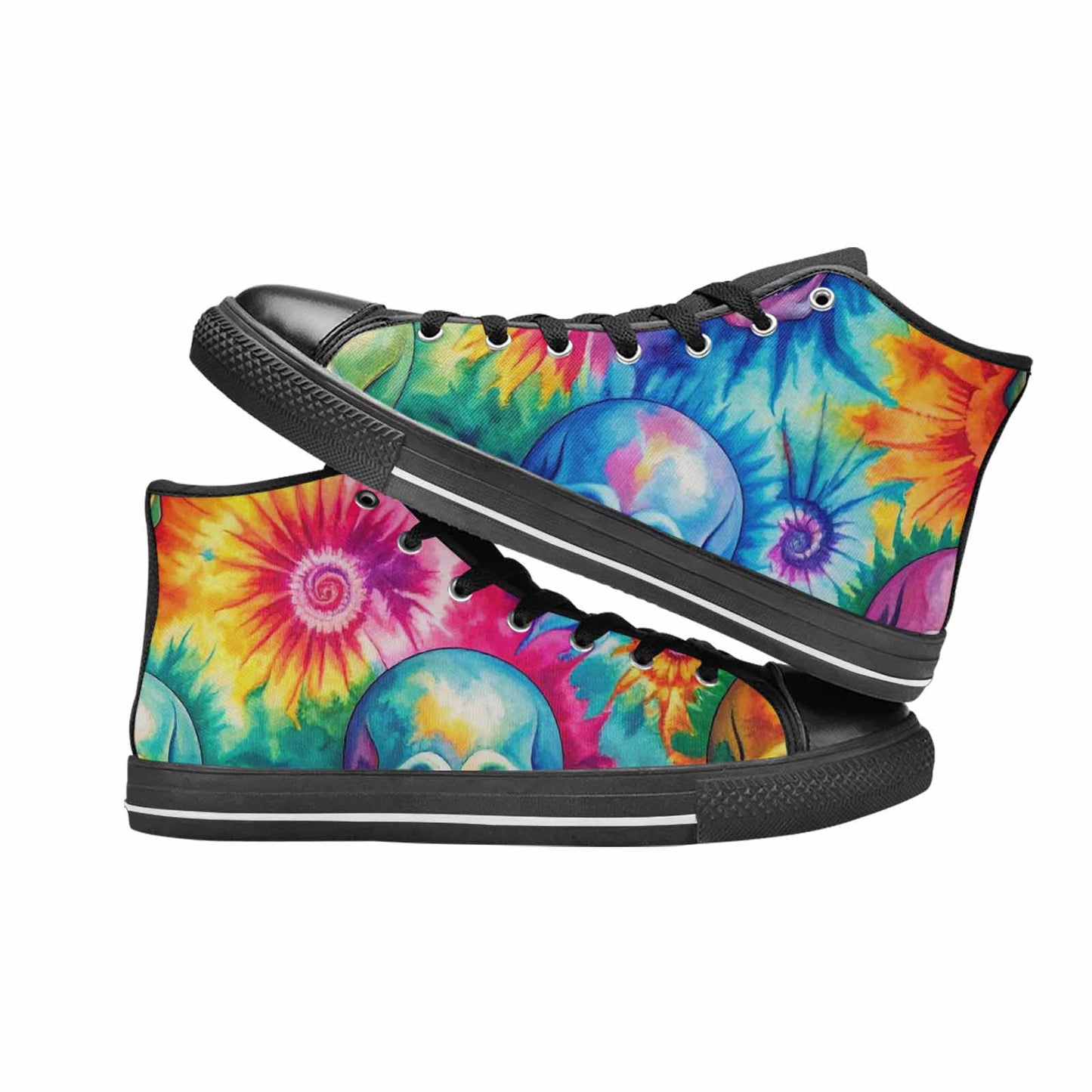 WOMEN'S Tie Dye Skulls Print High Top Canvas Dreamcore Sneakers