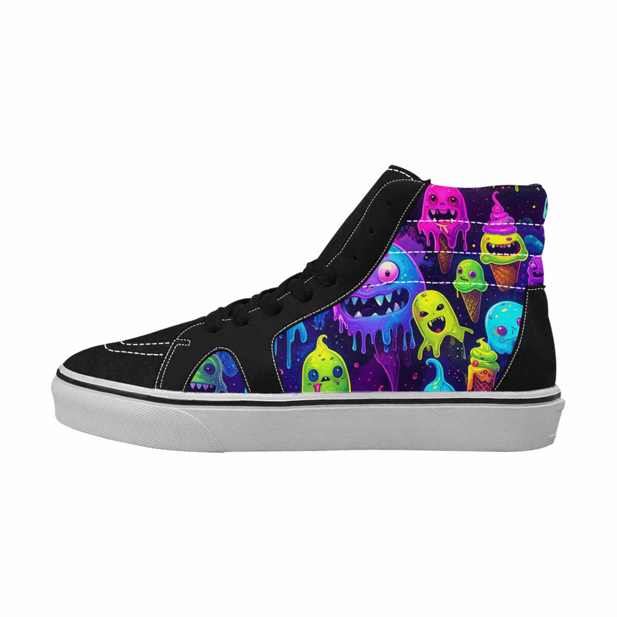 MEN'S Ice Cream Monsters  High Top Canvas Cottagecore Custom Sneakers
