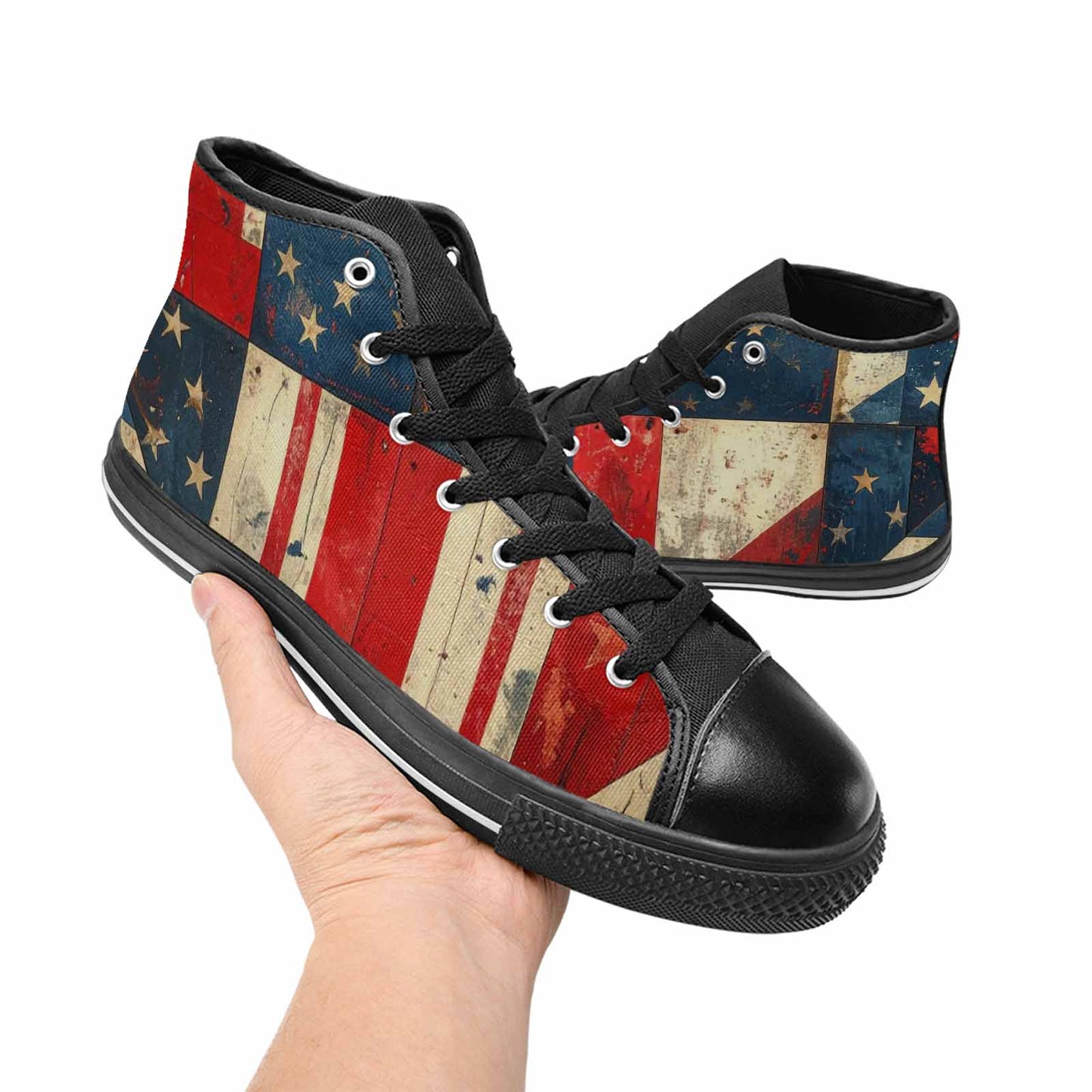 MEN'S American Flag Stars High Top Canvas Surreal Custom Shoes