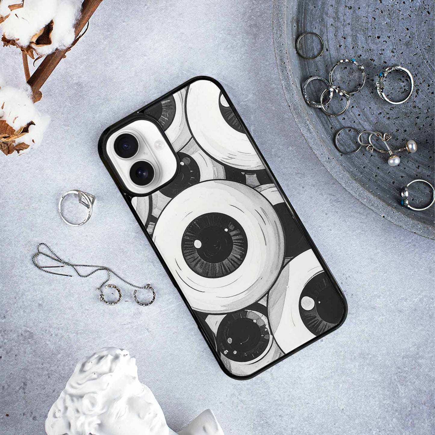 iPhone 16 Plus Case — Googly Cartoon Eyeballs, Customized Protective Case