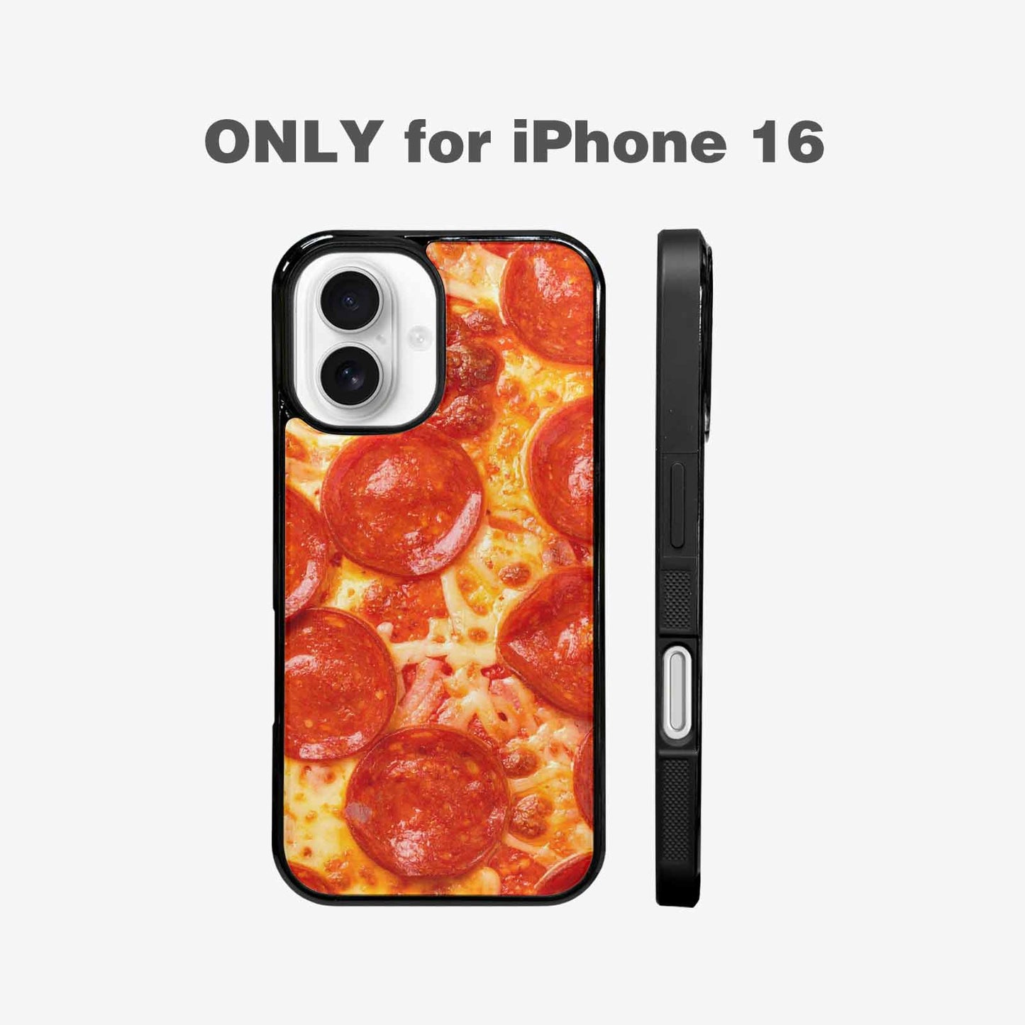 iPhone 16 Case — Pepperoni Pizza Background Art Filling Entire, Personalized Phone Case