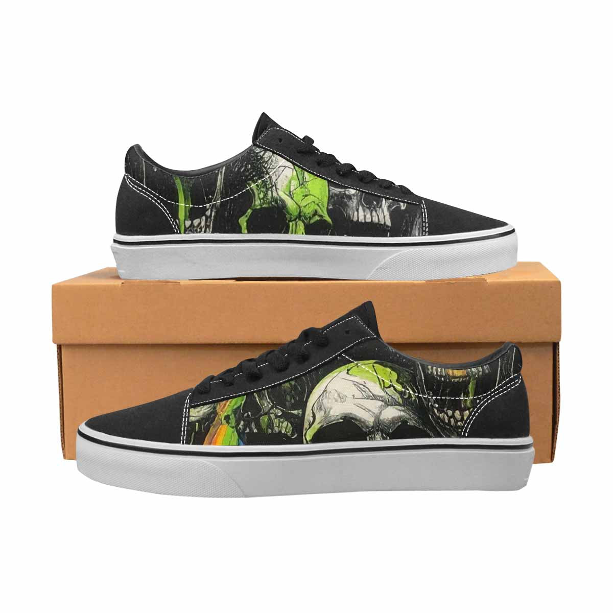 WOMEN'S Rainbow From Skull S Lace-Up Canvas Surreal Custom Shoes