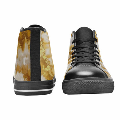 MEN'S Tie Dye Metallic Gold White High Top Canvas Y2K Shoes