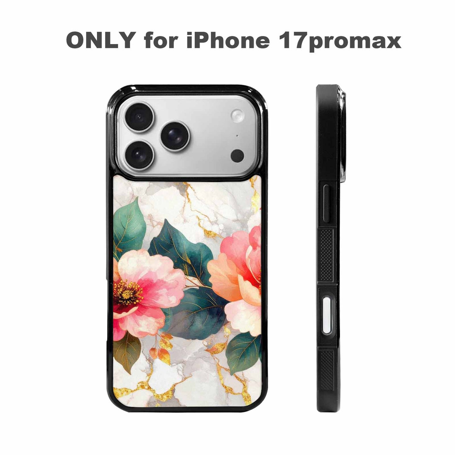 iPhone 17 Pro Max Case — Marble Floral Art Seamless Floral, Custom Print Case Cover