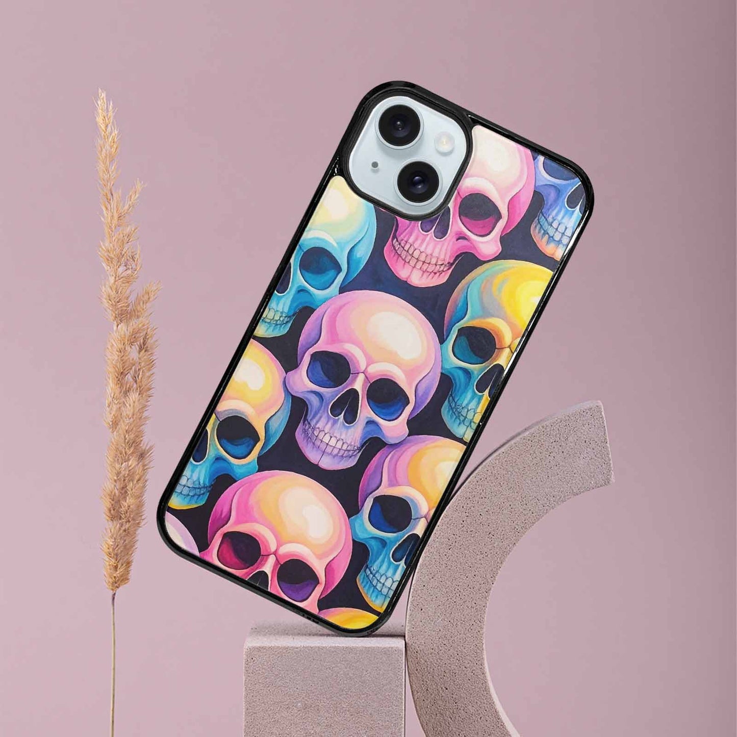 iPhone 15 Plus Case — Dripping Candy Skulls Custom, Unique Phone Case Design