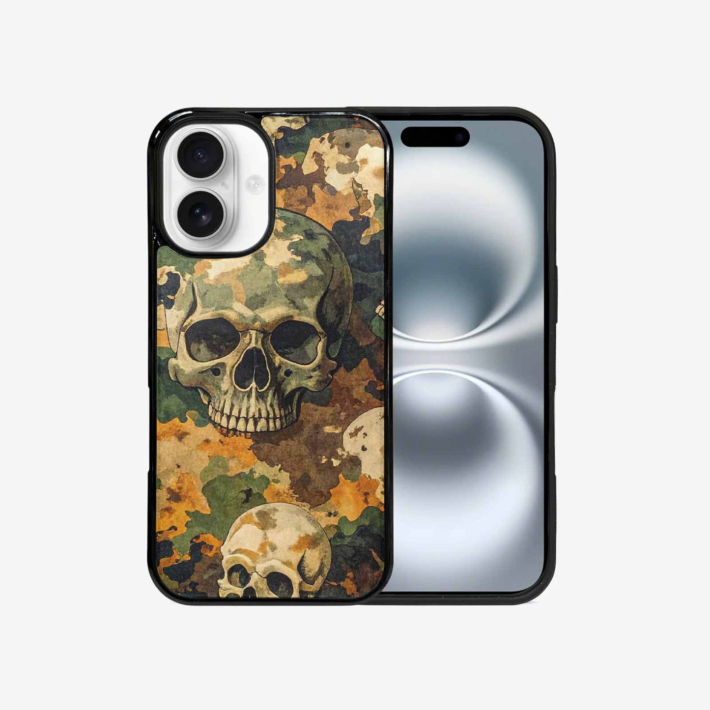 iPhone 16 Case — Military Camo Texture Combined With Distressed, Custom Print Case Cover
