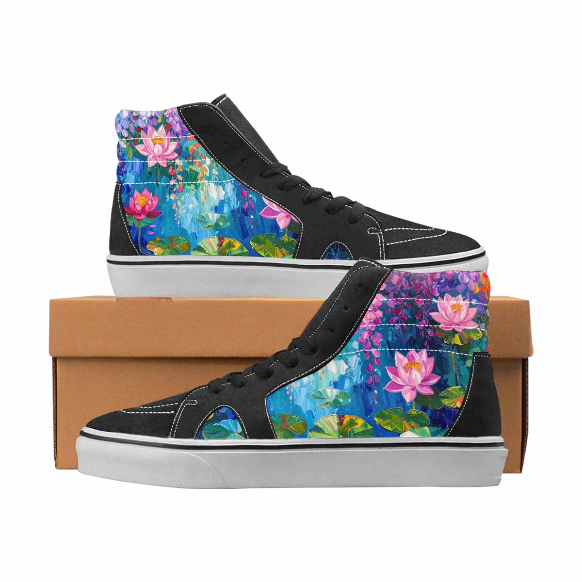 WOMEN'S Monet Full Color High Top Canvas Made To Order Vivid Custom Printed Shoes