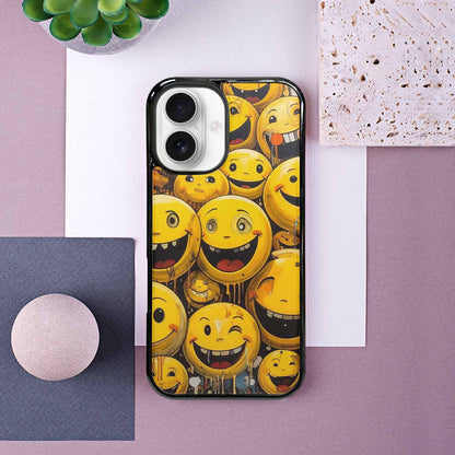 iPhone 16 Case — Melting Moon Smiley Red Splatt Nsg, Custom Designed Case Cover