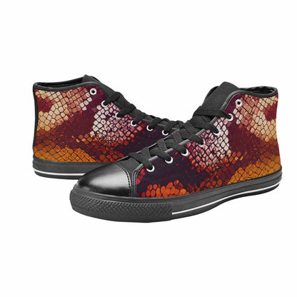 MEN'S Dark Snake Print High Top Canvas Y2K Sneakers