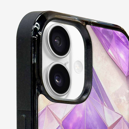 iPhone 16 Case — Amethyst Crystal Art Pattern, Custom Print Case Cover