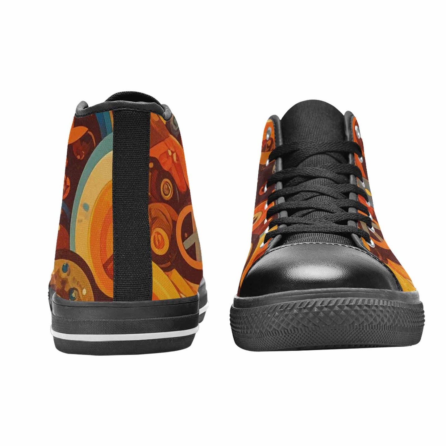 WOMEN'S Groovy 70S Peace High Top Canvas Vibrant Chaos Shoes