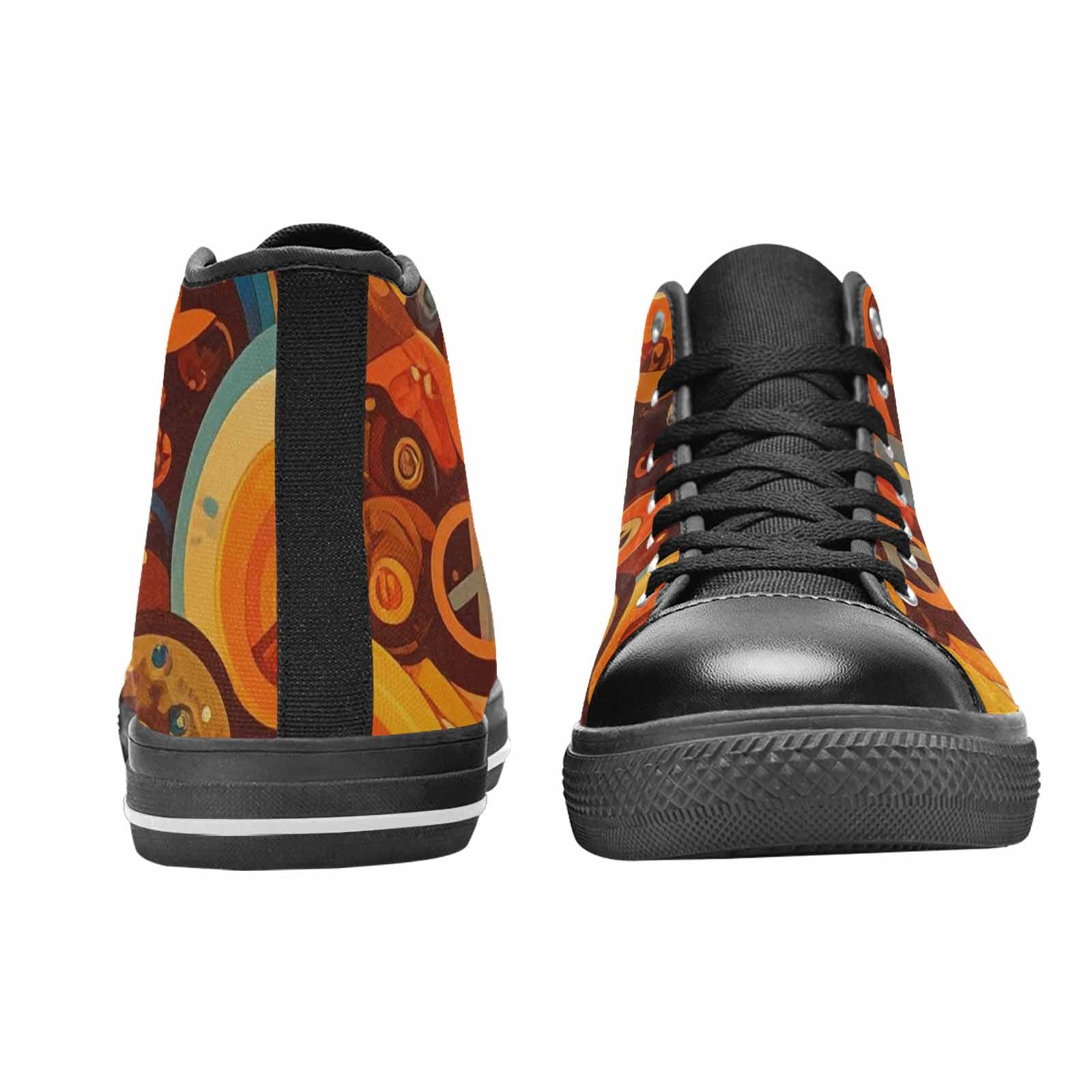 WOMEN'S Groovy 70S Peace High Top Canvas Vibrant Chaos Shoes