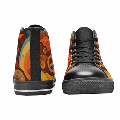WOMEN'S Groovy 70S Peace High Top Canvas Vibrant Chaos Shoes