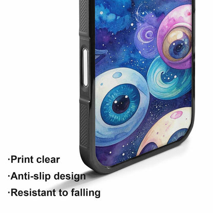 iPhone 17 Case — Cartoon Eyeballs Galaxy Space, Custom Art Phone Cover