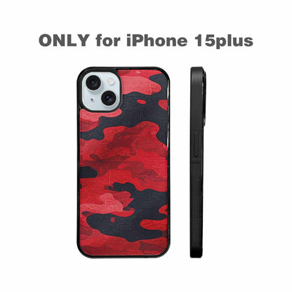 iPhone 15 Plus Case — Tactical Camo Red Black, Custom Print Case Cover