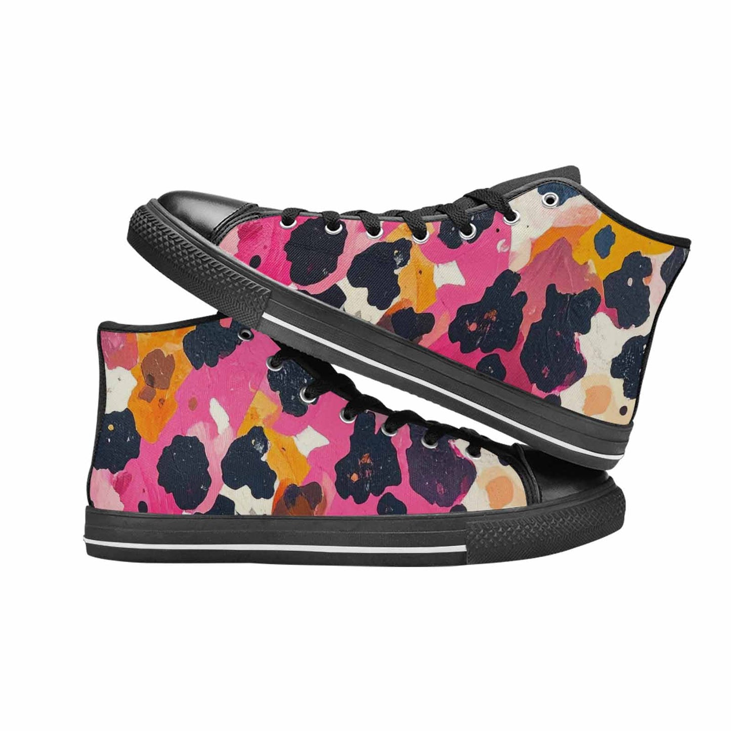 MEN'S Cow Animal Print High Top Canvas Vivid Custom Sneakers