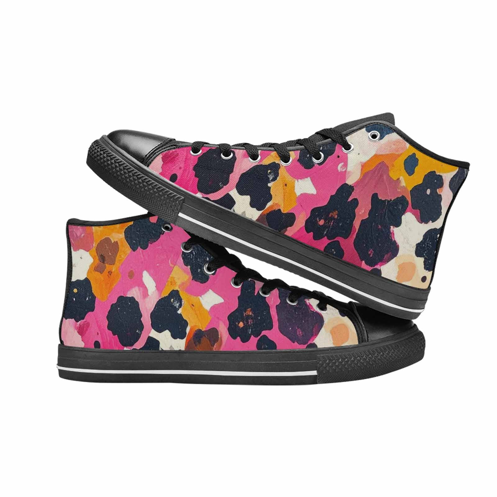 MEN'S Cow Animal Print High Top Canvas Vivid Custom Sneakers