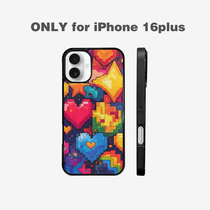 iPhone 16 Plus Case — Pixel Art 8 Bit Burst Pattern, Custom Phone Case