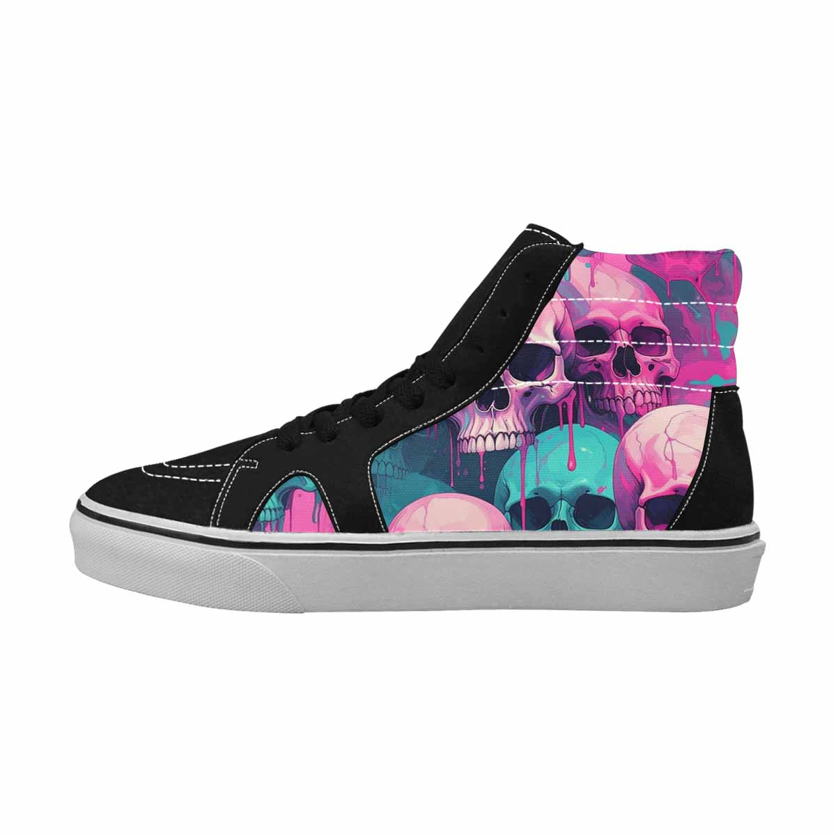 WOMEN'S Thousands Of Skulls High Top Canvas Vibrant Chaos Sneakers