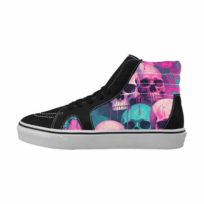 WOMEN'S Thousands Of Skulls High Top Canvas Vibrant Chaos Sneakers