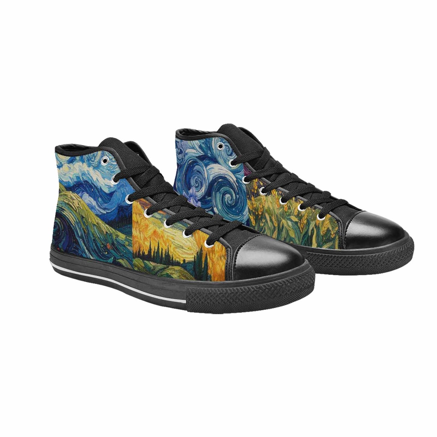 MEN'S Van Gogh-Style Swirl High Top Canvas Surreal Sneakers