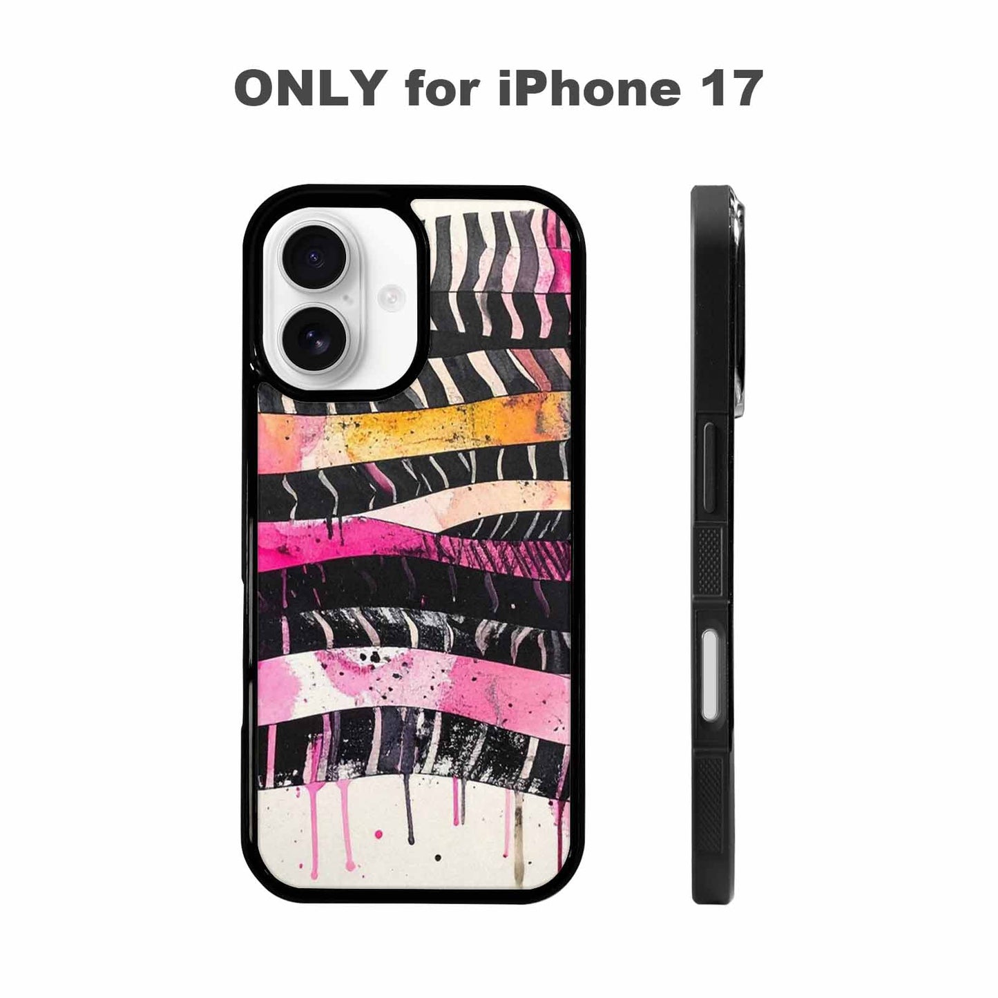 iPhone 17 Case — Black &amp; Pink Ink Animal Print, Unique Phone Case Design
