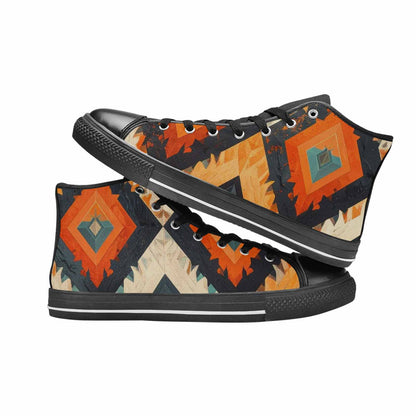 MEN'S Southwestern Geometric Diamond High Top Canvas Vibrant Chaos Shoes