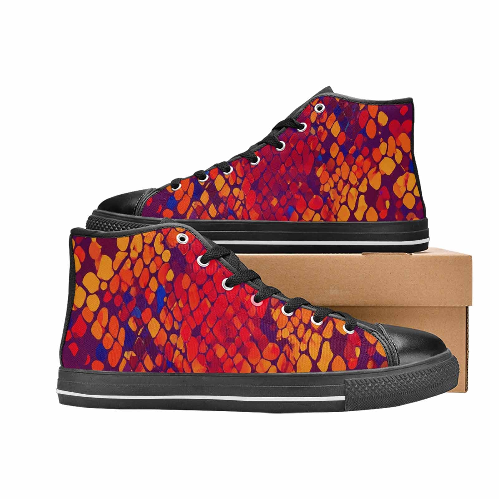 MEN'S Dark Snake Print High Top Canvas Aesthetic Custom Shoes