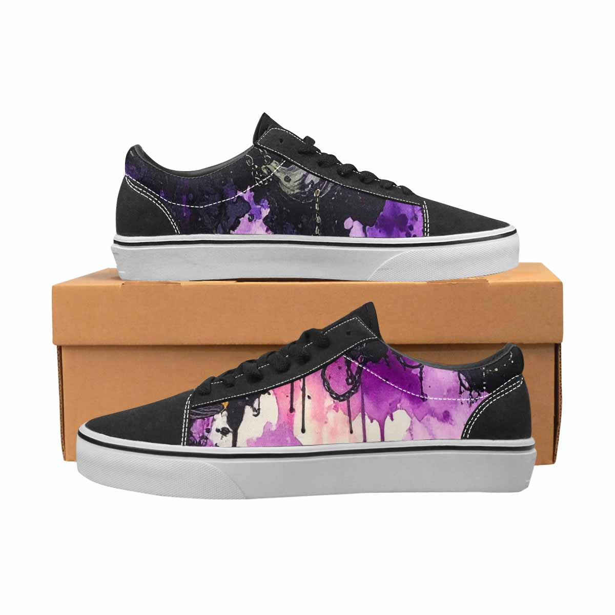 WOMEN'S Rainbow Drip Mushrooms Lace-Up Canvas Y2K Custom Shoes