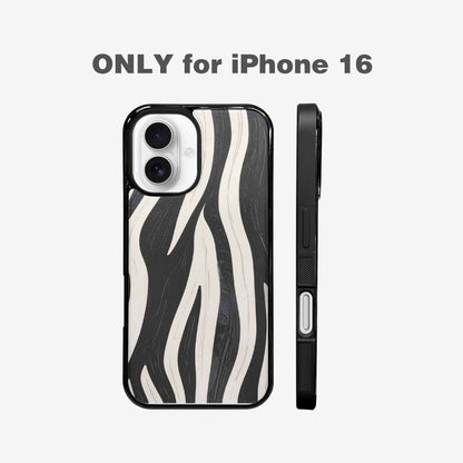 iPhone 16 Case — Modern Zebra Stripe Print Crisp Black, Customized Protective Case