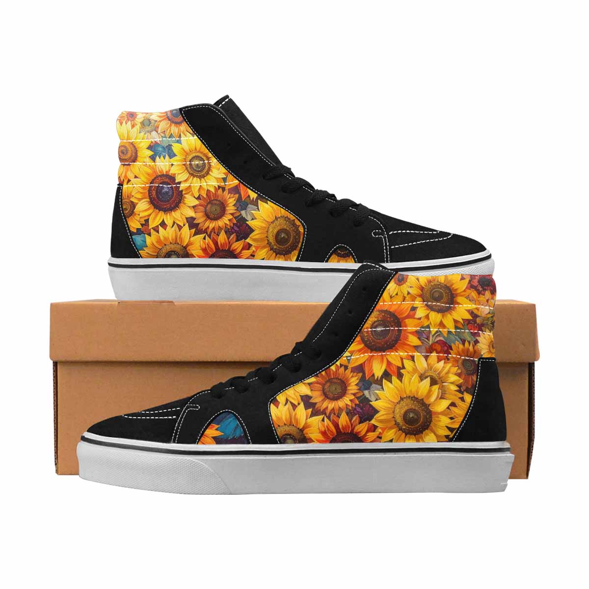 MEN'S Sunflowers Full Color High Top Canvas Unique Print Dark Academia Custom Art Shoes