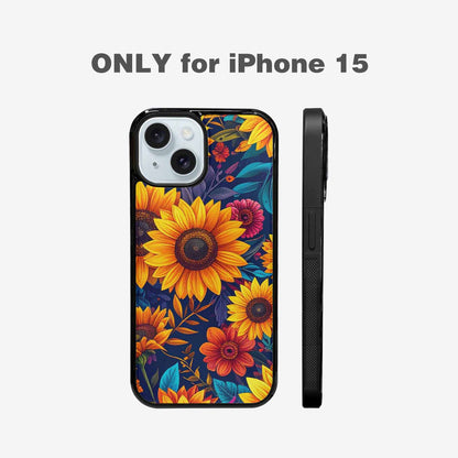 iPhone 15 Case — Sunflower Skulls Print Custom, Custom Made Phone Cover