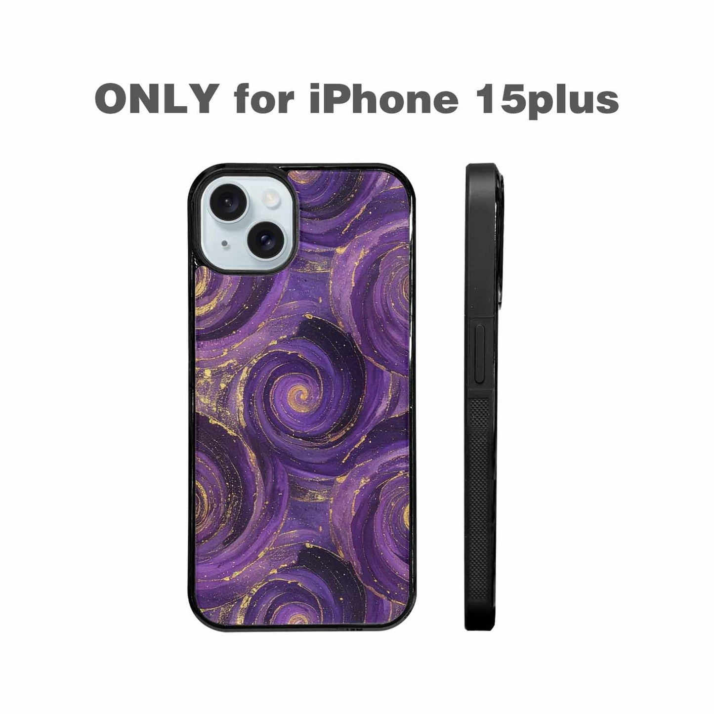 iPhone 15 Plus Case — Swirling Brushstroke Starry Night Texture Blended, Personalized Phone Case