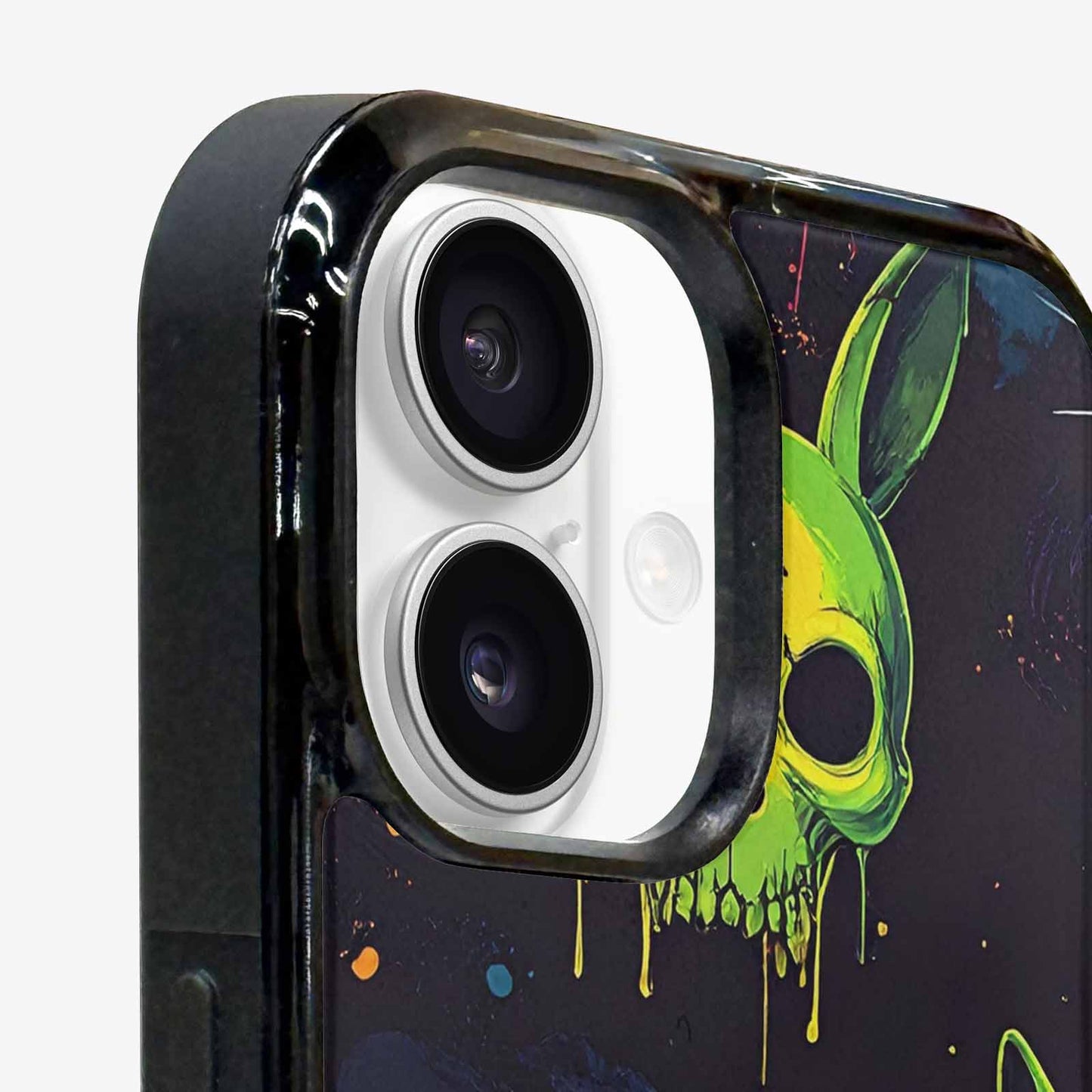 iPhone 16 Case — Radioactive Ghost Bunny Skull Small Radioactive, Customized Protective Case