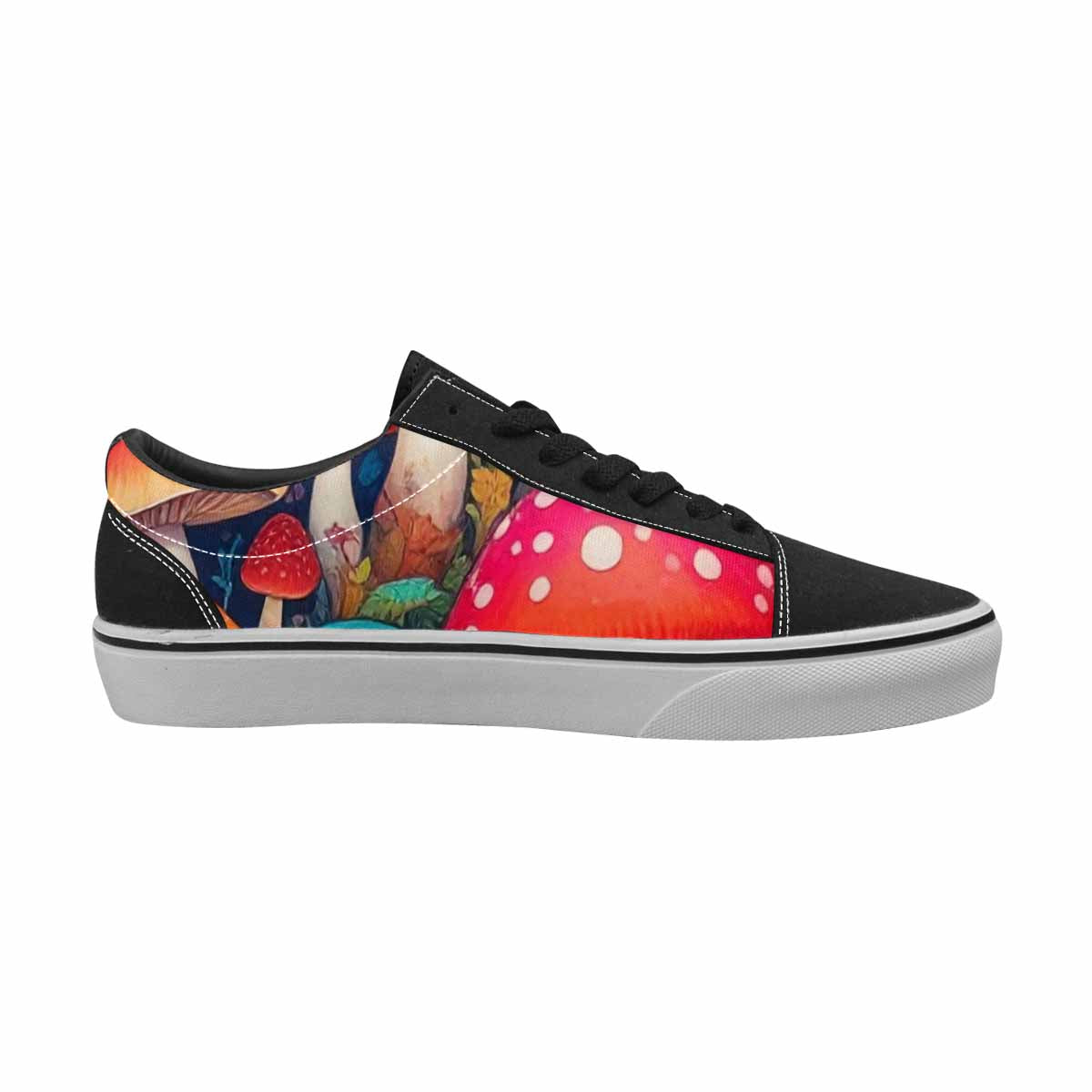 WOMEN'S Mushrooms (general) Mushrooms Pa Lace-Up Canvas Cottagecore Custom Sneakers