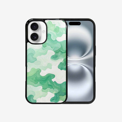iPhone 16 Case — Camo Mint Green White, Personalized Phone Case