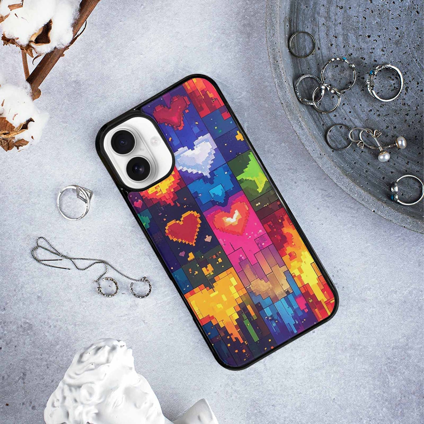 iPhone 16 Plus Case — Pixel Art 8 Bit Burst Pattern, Personalized Phone Case
